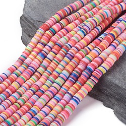 Handmade Polymer Clay Bead Spacers, Disc, Mixed Color, 8x0.5~1mm, Hole: 2mm, about 380~400pcs/strand, 17.7 inch