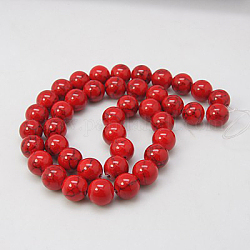 Kunsttürkisfarbenen Perlen Stränge, gefärbt, Runde, rot, 4 mm, Bohrung: 1 mm, ca. 95 Stk. / Strang, 15.7 Zoll