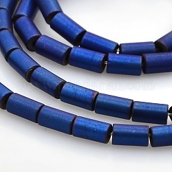 Chapelets de perles de colonne en hématite synthétique électrolytique mate non magnétique, bleu plaqué, 4x2mm, Trou: 1mm, Environ 98 pcs/chapelet, 16.7 pouce