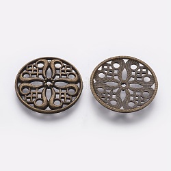 Tibetischer stil legierung perlen, Cadmiumfrei und Nickel frei und Bleifrei, Flachrund, Antik Bronze, 24x3 mm, Bohrung: 2 mm