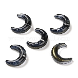 Gradient Handmade Lampwork Beads, Moon, Black, 16.5x13x5.5mm, Hole: 1mm