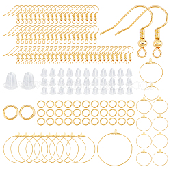 Sunnyclue DIY baumeln Ohrring machen Kits, inklusive Messing-Ohrhaken & Sprungringe, 304 Edelstahlanhänger und Kunststoffohrmuttern, golden, 620 Stück / Karton