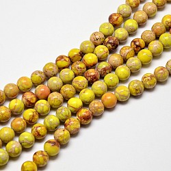 Perle di diaspro imperiali naturali rotonde, tinto, oro, 6mm, Foro: 1 mm, circa 62pcs/filo, 15 pollice