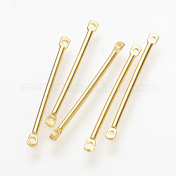Brass Bar Links connectors, Nickel Free, Real 18K Gold Plated, Column, 25x2x1mm, Hole: 1mm