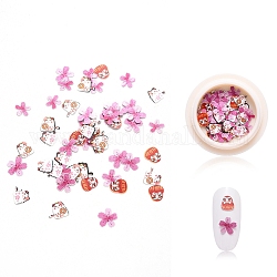 Paper Cabochons, Nail Art Decorations Accessories, Cat and Sakura, Camellia, 5.5~7x5.5~7x0.1mm, about 50pcs/box