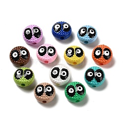 Baking Paint Acrylic Beads, with Enamel, Flat Round, Mixed Color, 14x9mm, Hole: 3.7mm