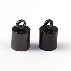 Spalte 304 Edelstahl-Endkappen für Kord, Elektrophorese schwarz, 10x6 mm, Bohrung: 2 mm, Innendurchmesser: 5 mm