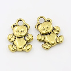 Tibetan Style Pendants, Lead Free & Cadmium Free, Bear, Antique Golden, 19x14x4mm, Hole: 3mm