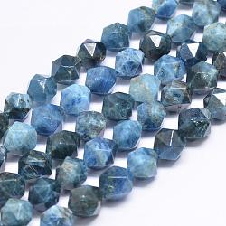 Natural Apatite Beads Strands, Star Cut Round Beads, Faceted, 9~10x10mm, Hole: 1mm, about 35~40pcs/strand, 15.74 inch