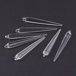 Transparent Clear Acrylic Spike Pendants, DIY Material for Basketball Wives Hoop Earrings, Size: about 52mm long, 6mm wide, 6mm thick, hole: 2mm