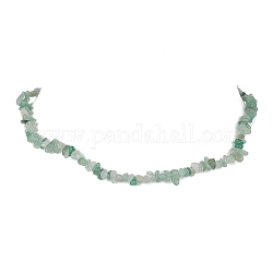 Natürliche grüne Aventurin-Chip-Perlenkette, Edelstahl Farbe, 15.94~15.98 Zoll (40.5~40.6 cm)