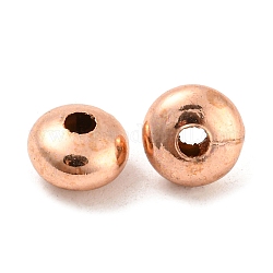 Perlas de espaciador de hierro, rerondana plana, oro rosa, 8x5mm, agujero: 2 mm