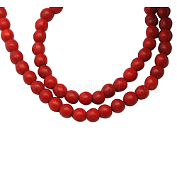 Synthétique howlite perle, teints en rouge, ronde, rouge, 4.5mm, Trou: 1mm, Environ 91 pcs/chapelet, 16 pouce