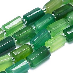 Натуральный зеленый бисер пряди оникс Агат, с бисером, граненые, колонка, окрашенная и подогревом, 12~13x6~8x6~8 мм, отверстие : 1 мм, около 28 шт / нитка, 15.55''~15.75' (39.5~40 см)