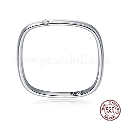 925 квадратное кольцо из серебра с родиевым покрытием, модные тонкие кольца, микропейв прозрачный кубический цирконий, платина, внутренний диаметр: 17.3 мм