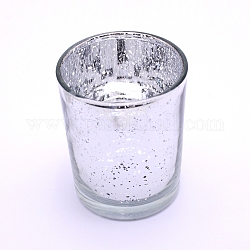 Kerzenbecher aus plattiertem Glas, Babysbreath-Muster, Silber, 55x66 mm, Innendurchmesser: 50 mm