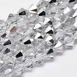 Imitare cristallo austriaco placca bicone vetro sfaccettato fili di perline, mezzo grado aa, 4x4mm, Foro: 1 mm, circa 93~95pcs/filo, 14 pollice