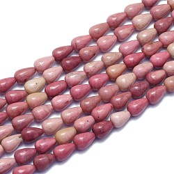 Chapelets de perles en rhodonite naturelle, goutte , 9x6mm, Trou: 0.8mm, Environ 43 pcs/chapelet, 14.96 pouce (38 cm)