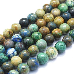 Chapelets de perles en chrysocolle naturelle, ronde, 10mm, Trou: 1mm, Environ 39~40 pcs/chapelet, 15.35 pouce (39 cm)