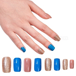 Ensembles de nail art, avec 24pcs ongles en plastique, 24pcs colle à ongles gelée double face, colorées, 14.5~23x7~14mm, environ 24 pcs / ensemble