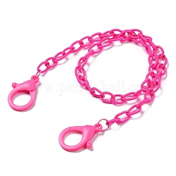 Colliers chaîne torsadés en nylon personnalisés, chaînes de lunettes, chaînes de sac à main, avec fermoirs à pince en plastique, rose foncé, 50 cm