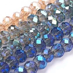 Chapelets de perles en verre électroplaqué, facettes rondelle, couleur mixte, 6x5mm, Trou: 1mm, Environ 87~90 pcs/chapelet, 17~17.5 pouce (42.5~43.75 cm)