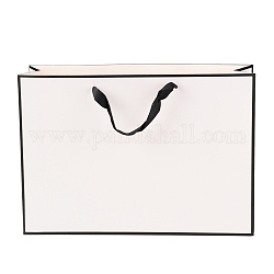 Прямоугольные бумажные пакеты, с ручками, для подарочных пакетов и сумок, белые, 28x40x0.6 см