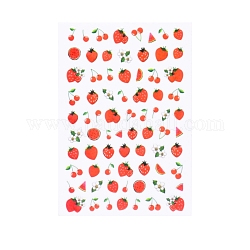 Pegatinas de uñas, autoadhesivo, para decoraciones con puntas de uñas, patrón de la fruta, rojo, 9.5x6.5 cm
