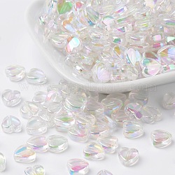 Umweltfreundliche transparente Acrylperlen, Herz, klar ab, AB Farbe, ca. 8 mm Durchmesser, 3 mm dick, Bohrung: 1 mm