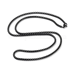 Placage ionique (ip) 304 collier de chaîne de boîte en acier inoxydable pour les femmes, noir, 23.82 pouce (60.5 cm)
