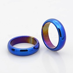 Galvanoplastie non magnétiques hématite synthétique larges anneaux de bande, bleu plaqué, 17mm