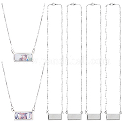 Unicraftale 6pcs verre blanc dôme rectangle pendentif collier, bijoux en acier inoxydable pour hommes femmes, couleur inoxydable, 21.65 pouce (55 cm)