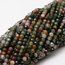 Facettes naturelles indiennes perles rondes en agate brins, 4mm, Trou: 1mm, Environ 92 pcs/chapelet, 15.3 pouce