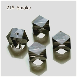 Abalorios de cristal austriaco de imitación, aaa grado, facetados, cuentas de cubo sin esquinas, gris, 6x5.5x5.5mm, agujero: 0.7~0.9 mm