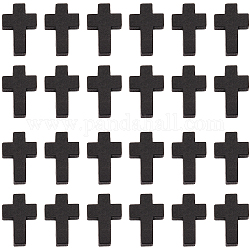 Sunnyclue 100шт деревянные подвески, окрашенные, религия крест прелести, чёрные, 21~22x14~15x4~5 мм, отверстие : 1.8 мм