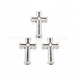 Tibetan Style Alloy Beads, Cross, Cadmium Free & Lead Free, Antique Silver, 16x10x3mm, Hole: 1.2mm, about 970pcs/1000g