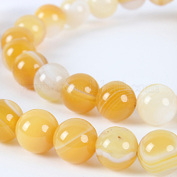 Natürlichen Edelstein Achat runde Perle Stränge, gefärbt, dunkelorange, 8 mm, Bohrung: 1 mm, ca. 49 Stk. / Strang, 14.96 Zoll