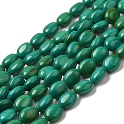 Natürliche Howlith Perlen Stränge, gefärbt, Eiform, Meergrün, 9.5~10.5x7.5~8.5x5~5.5 mm, Bohrung: 1.2 mm, ca. 41~42 Stk. / Strang, 15.59~16.26'' (39.6~41.3 cm)
