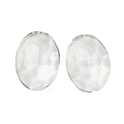 Transparent K5 Glass Cabochons, Faceted, Oval, Clear, 24x17x6.5mm