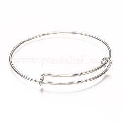 Bracelet extensible réglable en 304 acier inoxydable fabrication de bracelet, couleur inoxydable, 0.15~0.85 cm, diamètre intérieur: 2-3/8 pouce (6.05 cm)