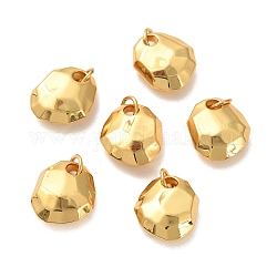 Brass Pendants, Long-Lasting Plated, Faceted, Oval, Real 18K Gold Plated, 13.5x11.5x5mm, Hole: 3.5mm