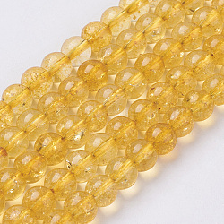 Synthetischen Citrin Perlen Stränge, Runde, gefärbt und erhitzt, 6 mm, Bohrung: 0.8 mm, ca. 67 Stk. / Strang, 15.5 Zoll