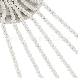 Nbeads 6 brin environ 384 perles de lave naturelle, Brins de perles de lave blanche de 6mm, pierres précieuses rondes en vrac, pierre énergétique, pouvoir de guérison pour la fabrication de bijoux, de bracelets et de colliers