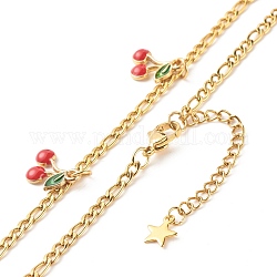 Collier pendentif en émail alliage de cerise délicate pour les femmes adolescentes, or, rouge, 17.91 pouce (45.5 cm)