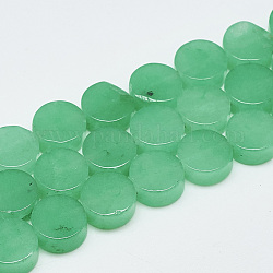 Chapelets de perles de jade blanche naturelle, teinte, plat rond, verte, 10~10.5x5mm, trou: 1mm, environ 40 pcs/chapelet, 16.3 pouces