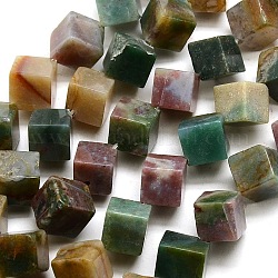 Cube Natural Indian Agate Beads Strands, 9x9x9mm, Hole: 1mm, about 31pcs/strand, 15.5 inch