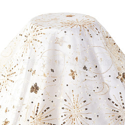 スパンコールスタームーン模様刺繍ポリエステルメッシュ生地  DIY縫製ドレス用  レモンシフォン  125~130x0.1cm