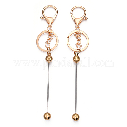 Galvanisierter Perlen-Schlüsselanhänger aus Legierung und Messing für die Schmuckherstellung, mit Karabiner, golden, 15.8x2.4 cm