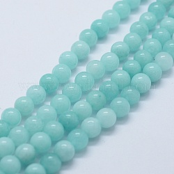 Natürliche und gefärbte Jade Perlenstränge, Nachahmung Aquamarin, Runde, 12 mm, Bohrung: 1.5 mm, ca. 32 Stk. / Strang, 14.37 Zoll (36.5 cm)
