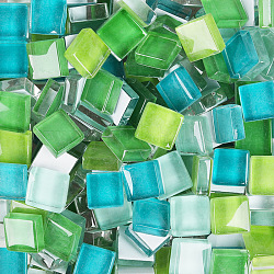 Cabochons de cristal transparente, Azulejos de mosaico, Para decoración del hogar o manualidades de diy, cuadrado, verde, 10x10x4mm, 200 unidades / bolsa